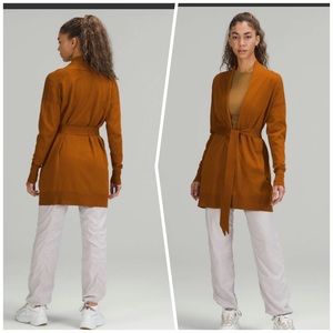 Lululemon Cotton-Cashmere Knit Wrap Butternut Brown size 18 NWT CARDIGAN